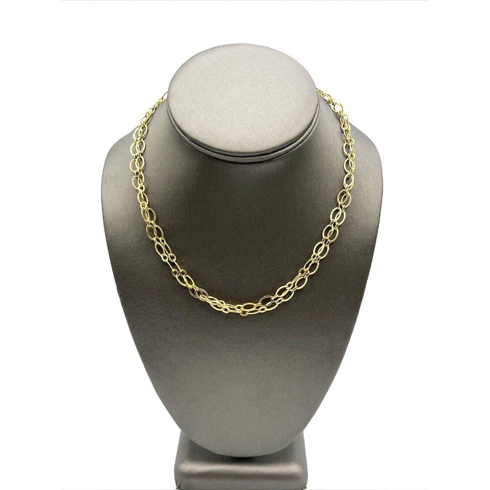 Origami Owl Gold Tone Large Paper Clip Link Double Chain Necklace 16"